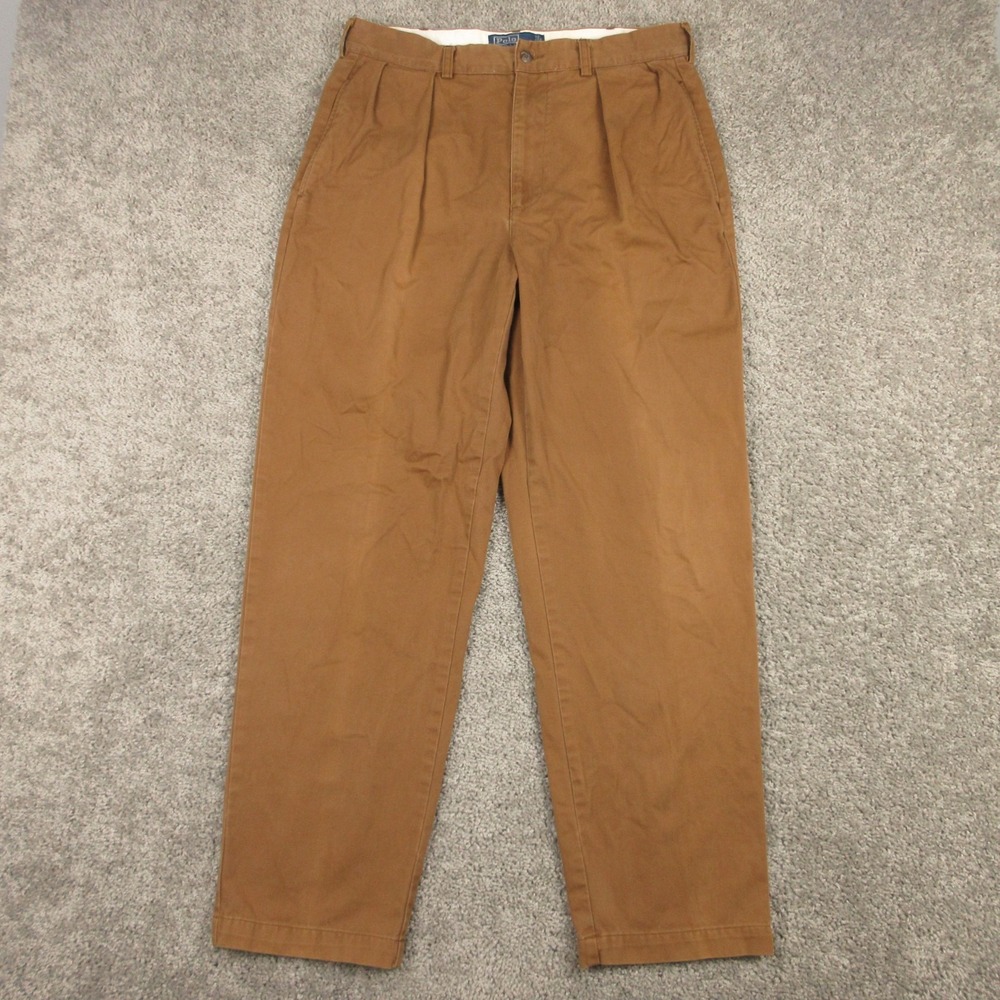 Vintage Polo Ralph Lauren Pants Mens 34x32 Brown The Andrew Pant Pleated Trouser